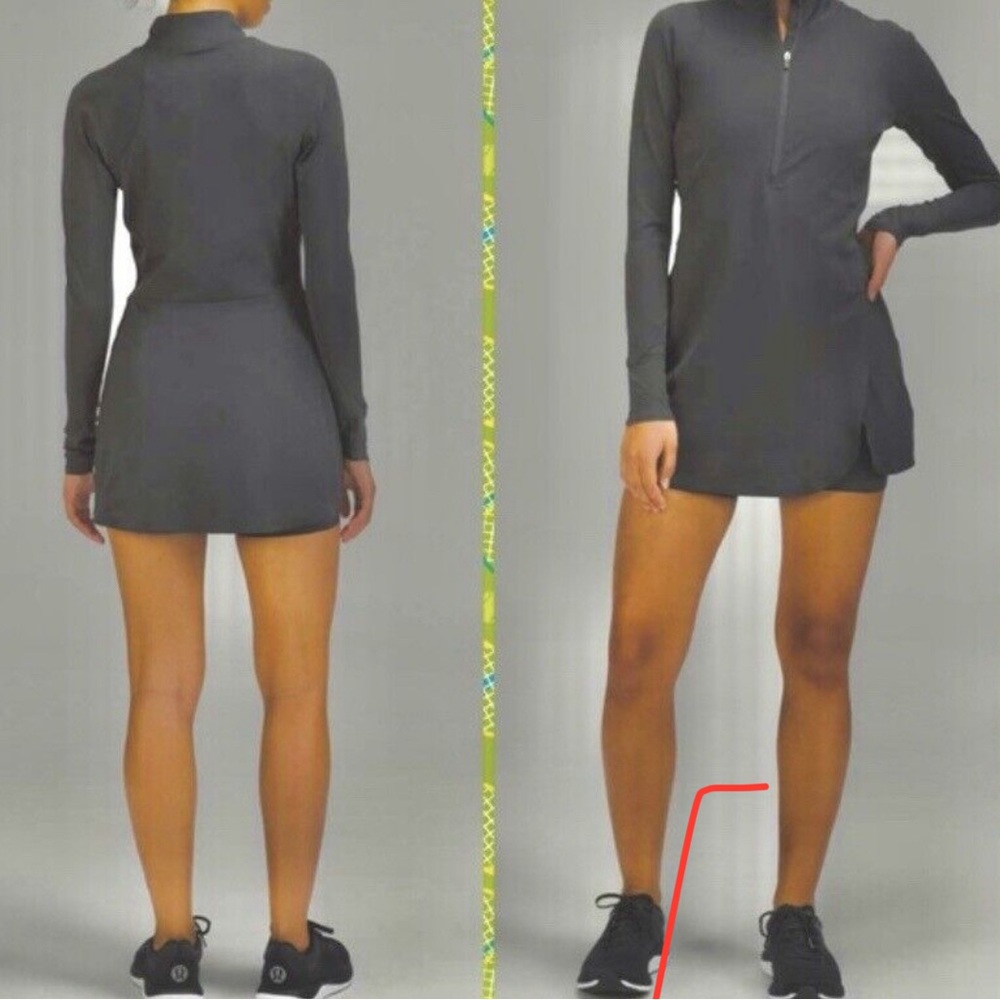Lululemon Nulux ™ Long-Sleeve
Tennis Dress charcoal dark gray size 8